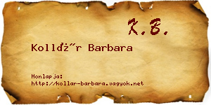 Kollár Barbara névjegykártya