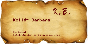 Kollár Barbara névjegykártya